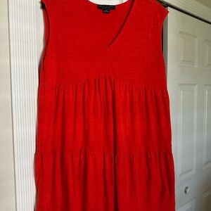 Vibrant Red Sleeveless Tunic Dress